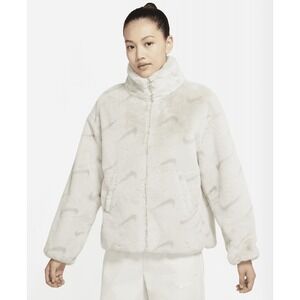 New Nike Nike Sportswear Plush Mediu Women's Printed Faux Fur Jacket DQ6842-072